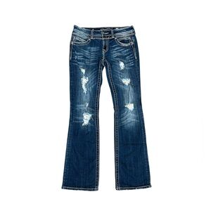 Miss Me Distressed Dark Wash Bootcut Blue Jeans JPS5128 Size 31